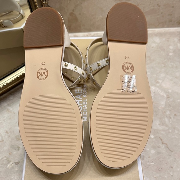 Michael Kors Astrid Flat Sandal Gold and Cream women’s size 7 - Picture 4 of 8